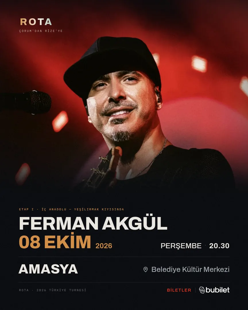 Amasya — Ferman Akgül, 08 Ekim 2026, Amasya Belediyesi Kültür Merkezi Şehzade Salonu — 2026 Türkiye turnesi afişi