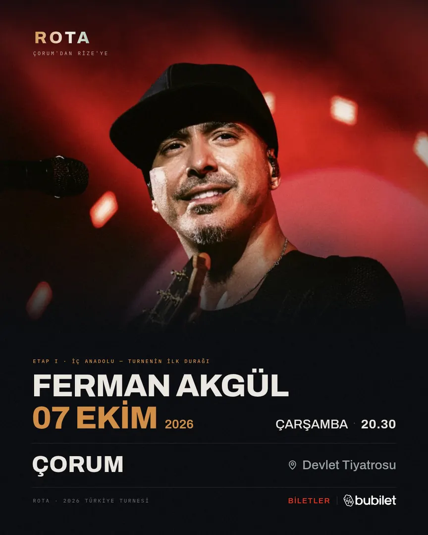 Çorum — Ferman Akgül, 07 Ekim 2026, Çorum Devlet Tiyatrosu — 2026 Türkiye turnesi afişi