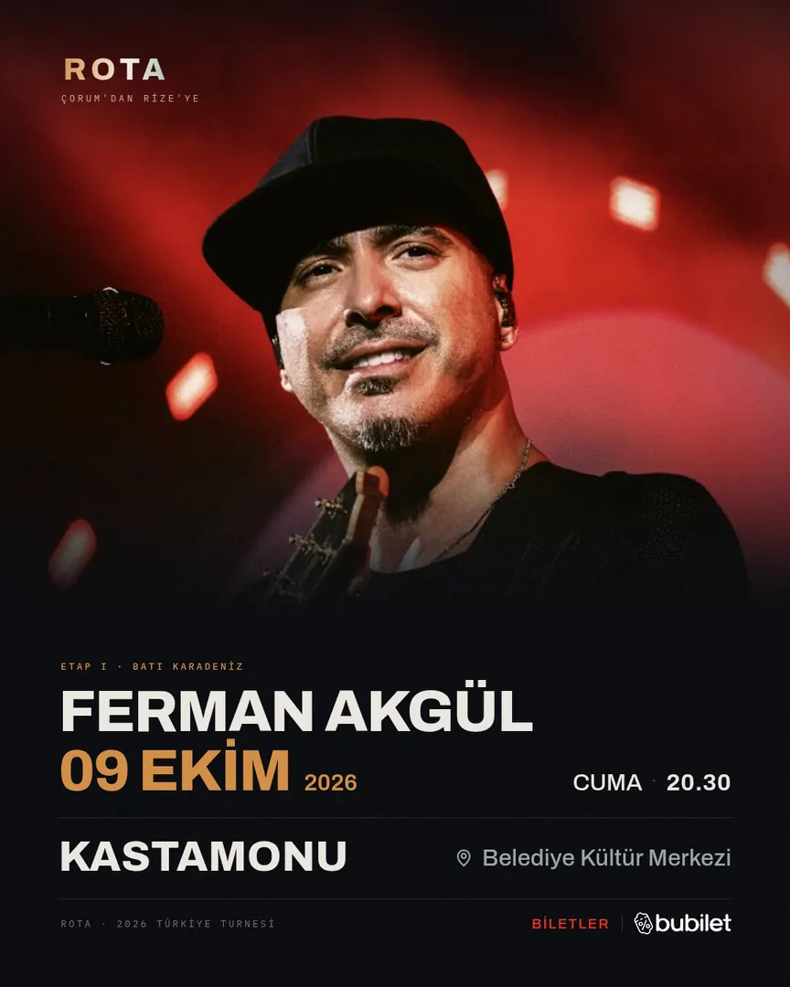Kastamonu — Ferman Akgül, 09 Ekim 2026, Kastamonu Belediyesi Nikah ve Konferans Salonu — 2026 Türkiye turnesi afişi