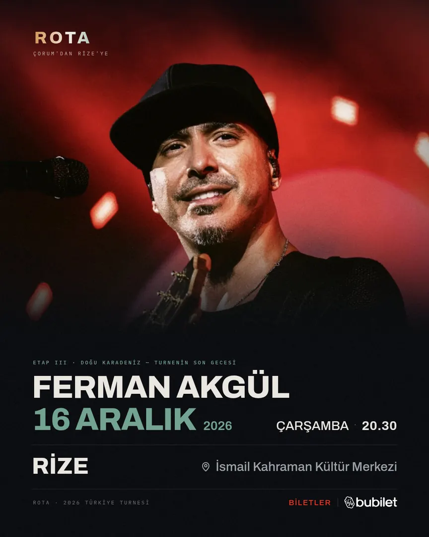 Rize — Ferman Akgül, 16 Aralık 2026, İsmail Kahraman Kültür Merkezi — 2026 Türkiye turnesi afişi